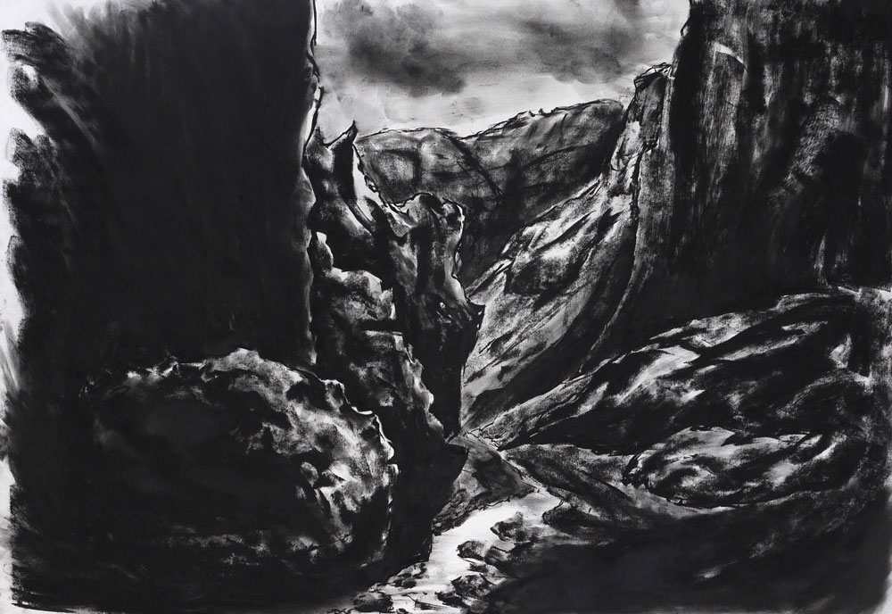 Iceland, Charcoal on paper